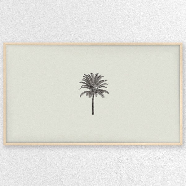 Off white Palm Tree Print, Art for TV, Minimal painting, Samsung The Frame TV, The Serif, Instant Download, Digital Artwork