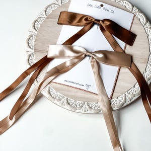 Ribbon Hair Bows, Ribbon Hair Clips, Satin Ribbon Long Tail Hair Bow, Tan Brown Coquette Bow, On Trend Hair Accessories, Gift for Her
