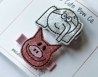 Elephant and Piggie, The Pigeon, Read Across America, Mo Willems, Hair Accessories, Girls Accessories, Animal Accessories, Gift for Girl