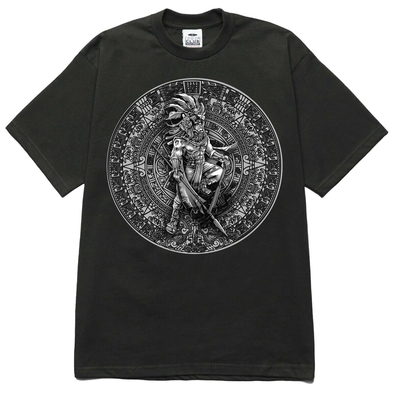 Aztec Warrior T-shirt, Mayan Calendar T-Shirt, Mayan Art, PROCLUB Heavyweight Shirt
