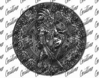 Aztec Warrior PNG, Mayan Calendar PNG, Mayan Art PNG, Digital Download