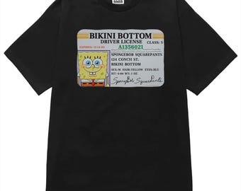 Pro Club SpongeBob Driver License T-Shirt – Funny Graphic Tee, Black Cotton Shirt