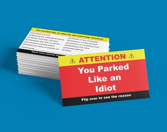 You Parked Like an Idiot, Bad Parking Cards, Learn to Park Cards