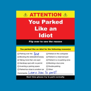 You Parked Like an Idiot, Bad Parking Cards, Learn to Park Cards image 2