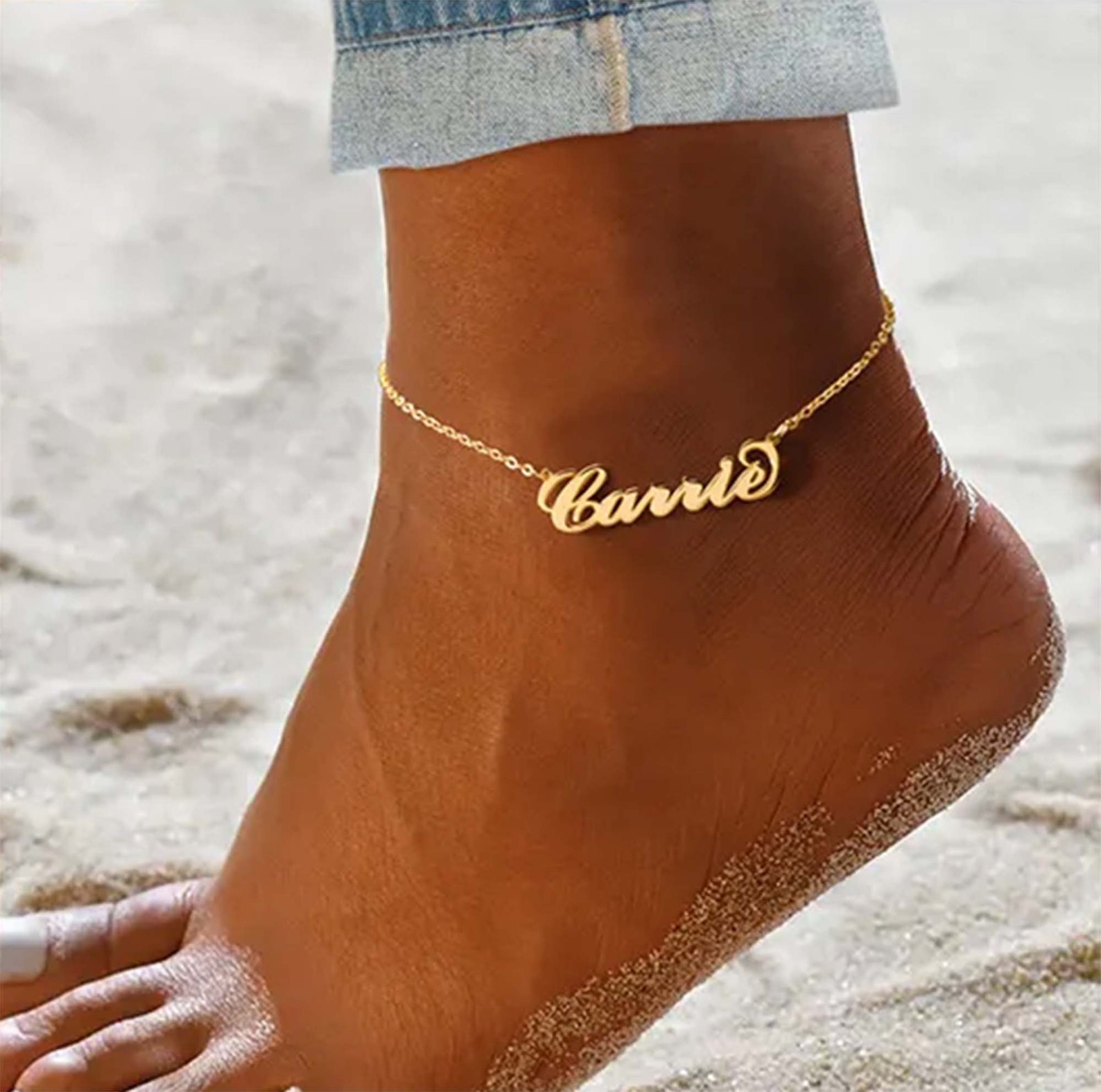 NAME ANKLE BRACELET Bridesmaid Anklet Custom Name Wedding Etsy