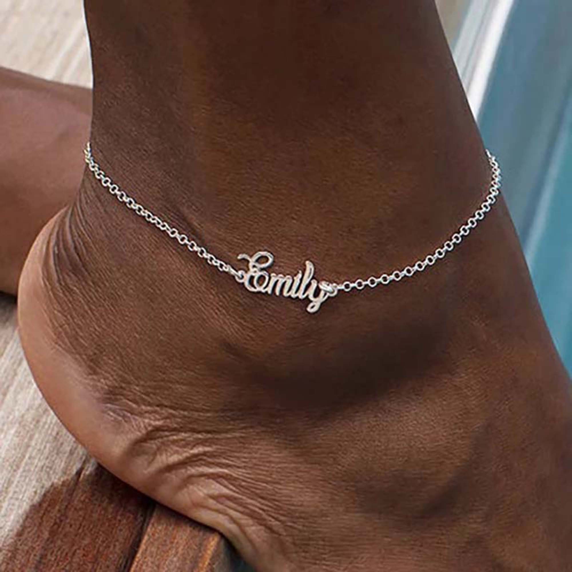 NAME ANKLE BRACELET Bridesmaid Anklet Custom Name Wedding Etsy