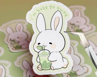 Bunny Sticker: Kawaii Stationery, Matcha Lover, Laptop Decal