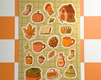 Autumn Sticker Sheet: Pumpkins, Coffee, Sweaters - Cosy Days Fall Vibes