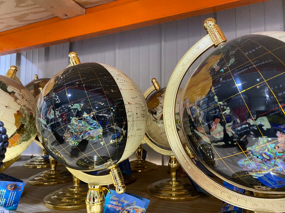 Gemstone globe intarsia globe crystal globes day night Etsy