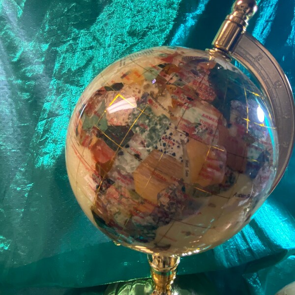 Globes, gemstone globes, mother of Pearl globes, intarsia globes, world globe, terrestrial globe, crystal globes, globes crystal inlay