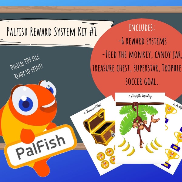 Palfish Reward System Kit #1 (6 REWARD SYSTEMS!) - Digital download for online ESL teachers, diy reward,Printable Reward, PalFish Rewards
