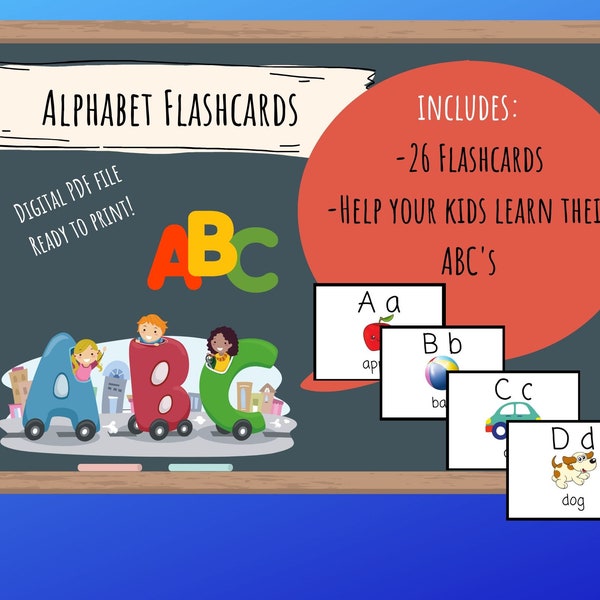 ABC/Alphabet Flashcards - Digital Download Printable, English/ESL teachers, Learning ABC, Homeschool, Preschool, K, Toddlers, PalFish/VIPkid