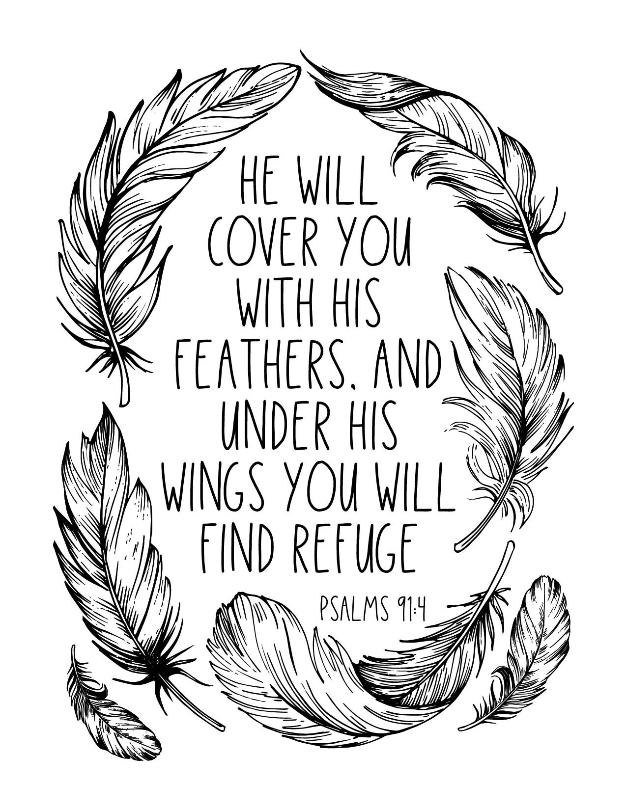 Magnolia Design Co.; His Feathers (Psalms 91:4) 8.5x11 Reusable Adhesive Silkscreen Stencil