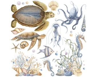 Magnolia Design Co; Under The Sea Rub on Transfer 12x12