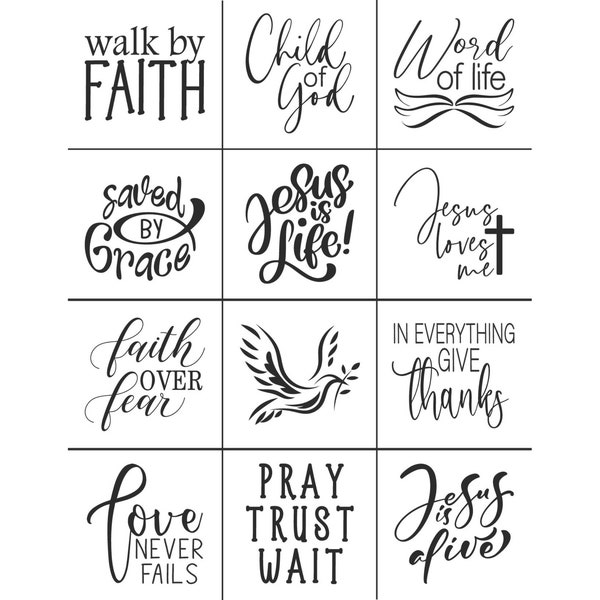 Magnolia Design Co.; Faith Minis Stencil-Reusable Adhesive 8.5X11 Silkscreen Stencil- ChalkTalkWithRenee