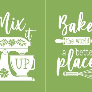 Magnolia Design Co.; Mix it up (Bake the world a better place) - Reusable Adhesive 8.5X11 Silkscreen Stencil