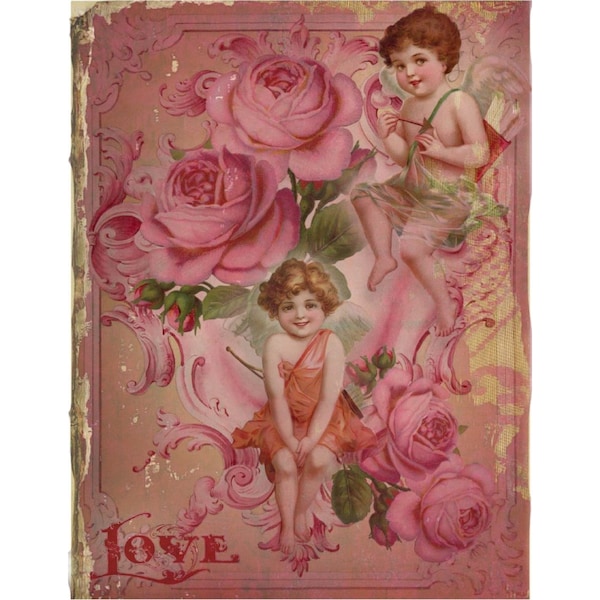 Magnolia Design Co.;  Cherubs and Roses Rub on Transfer 8.5x11