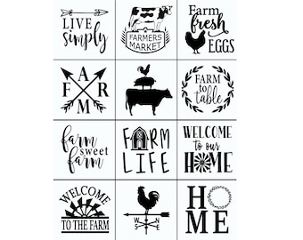 Magnolia Design Co.;  Farmhouse 12pk-Reusable Adhesive 8.5X11 Silkscreen Stencil- ChalkTalkWithRenee