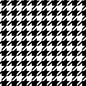 May include: A repeating pattern of black and white houndstooth. The design features a series of four-pointed star shapes, creating a classic and bold textile pattern. The pattern is evenly spaced and covers the entire image.