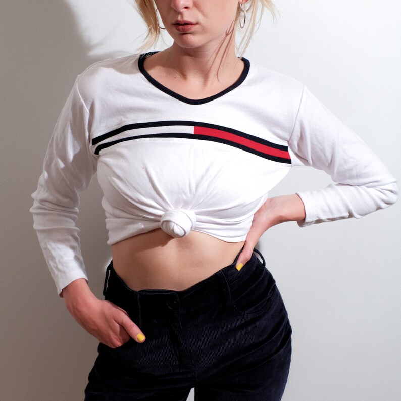 Vintage Tommy Hilfiger flag shirt white long sleeve shirt