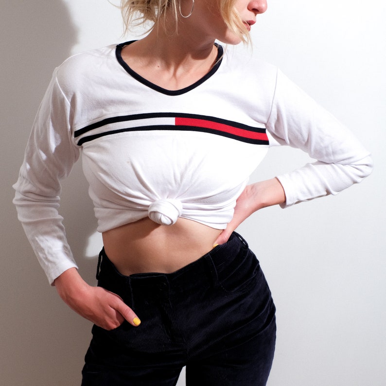 Vintage Tommy Hilfiger flag shirt white long sleeve shirt