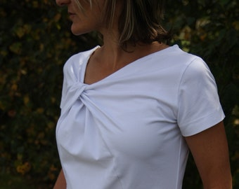 Asymmetric draped top / tee PDF sewing pattern + tutorial