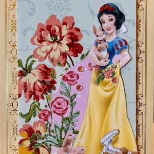 ¡Hermosa y dulce tarjeta de cumpleaños de Blancanieves hecha a mano!