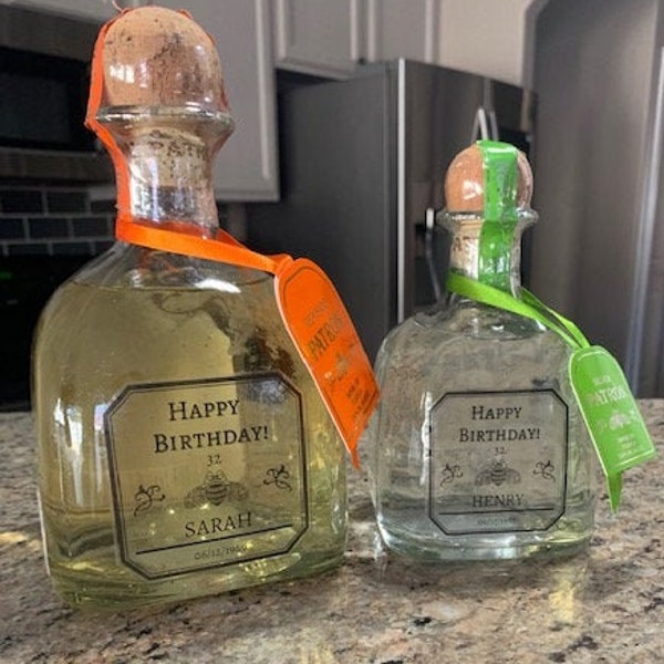 Birthday Patron Tequila Liquor Custom, Personalized Physical Gift Label FREE SHIPPING!