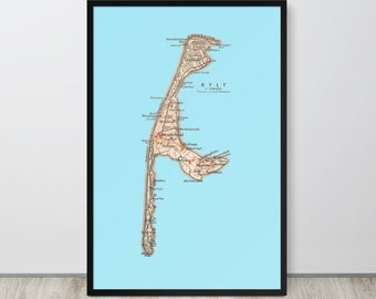 Sylt in 1911: Framed poster, print of a historical island map, North Sea poster, gift Sylt lovers, Sylter, Schleswig-Holstein, Sylt History