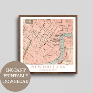 New Orleans 1898: Vintage-Stadtplan (keine KI), Reiseposter selbst Ausdrucken, Geschenkidee Mississippi, USA-Fan, Home Dekor NOLA Wall Art