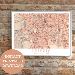Leipzig as it was in 1898: Design based on a vintage map (no AI!), Wall Art to print yourself, Gift for Leipziger, Saxony, travel poster