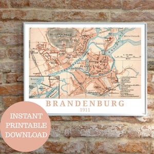 Brandeburgo alrededor de 1911: Diseño basado en un mapa antiguo (¡sin IA!), Láminas de arte mural, Regalo para los brandeburgueses, Decoración de pósteres de viaje