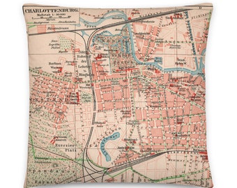 Berlin-Charlottenburg um 1907: Deko-Kissen mit historischem Stadtplan, die originelle Geschenkidee für Berliner und Berlin-Liebhaber