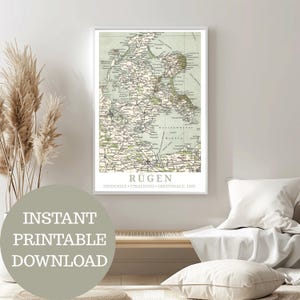 Rügen wie es war 1895: Artwork, basierend auf Original-Karte (keine AI!), Vintage-Reiseposter, Hiddensee, Greifswald, Stralsund, Vorpommern