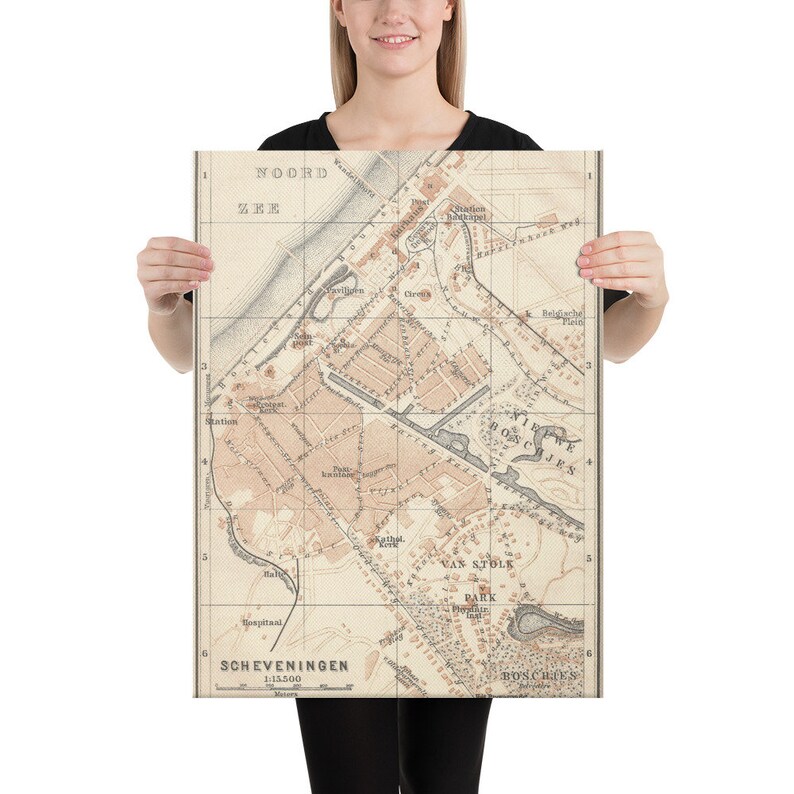 wind surfer Scheveningen around 1900: canvas print historical city map Dutch gift gift Scheveningen print gift Holland fan The Hague