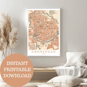 Groningen um 1905: Reiseposter, druckbare historische Karte (ohne KI), Geschenkidee für Niederländer, Hollandfan, Home Dekor Niederlande