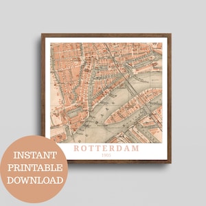 Rotterdam um 1905 Vintage-Stadtplan (keine KI), Reiseposter selbst Ausdrucken, Geschenkidee für Rotterdamer, Hollandurlaub, Niederlande
