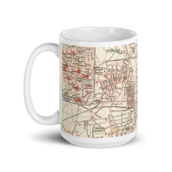 Essen in 1906: coffee and tea mug with historical city map