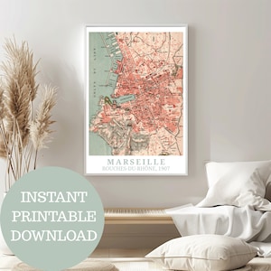 Marseille um 1907: Reiseposter, historische Karte (ohne KI), Bouches-du-Rhône, Vintage Wall Art Selbst-Ausdrucken, Geschenk, Frankreichfan