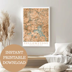 Yellowstone National Park 1894: Vintage-Karte Wyoming, Reiseposter Printable, Geschenkidee Home Dekor, USA-Liebhaber, Yellowstone Lake