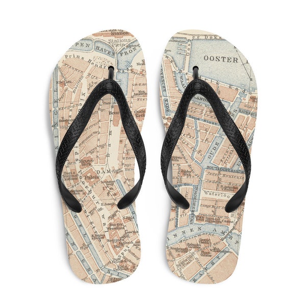 Amsterdam: flip-flops with historical city map (1900)