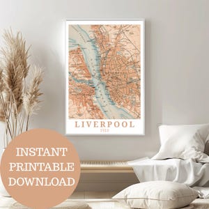 Liverpool/Birkenhead alrededor de 1910: póster de viaje, mapa histórico (sin IA), regalo para residentes de Liverpool, fanáticos de Inglaterra, Gran Bretaña, decoración del hogar