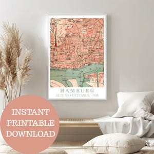Hamburg Altona/Ottensen around 1908: Travel poster, antique map (no AI!), vintage wall art, printable map art, gift for Hamburg residents