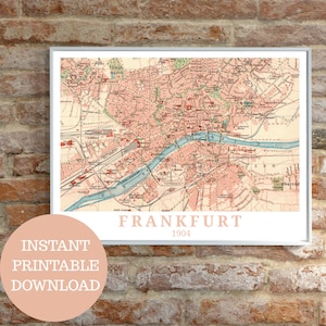 Frankfurt um 1904: Reiseposter, historische Karte (keine AI!), Vintage Wall Art Selbst-Ausdrucken, Geschenk für Frankfurter(in), Printable
