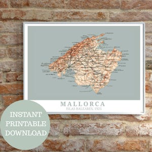 Mallorca wie es war 1925: Druckbares Poster, basierend auf historischer Inselkarte, Balearen, Geschenk Malle-Liebhaber, Mallorca Reiseposter