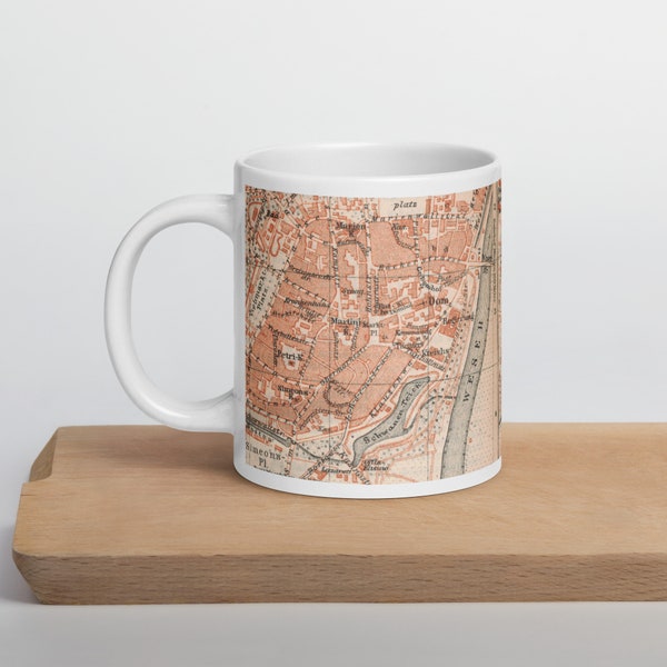 Minden as it was in 1911: coffee and Tea mug with vintage city map, Minden-Lübbecke, Detmold, East Westphalia-Lippe, gift Minden residents