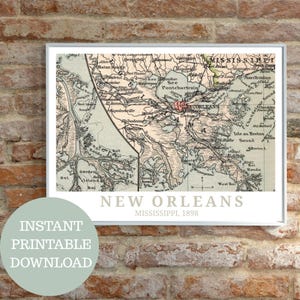 New Orleans & Mississippi-Delta 1898: Vintage-Karte (ohne KI), druckbares Reiseposter, USA-Liebhaber, Map Wall Art, Home Dekor, Geschenkidee
