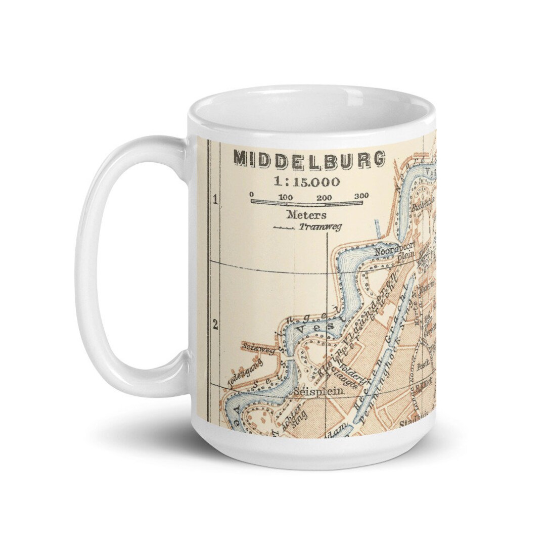 Middelburg zeeland Coffee and Tea Mug With Historical City Map 1900