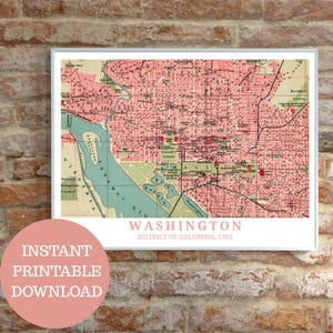 Washington D.C. wie es war 1905: Druckbares Reiseposter, basiert auf Original-Stadtplan (keine AI!), Sofort-Download, USA-Liebhaber Geschenk