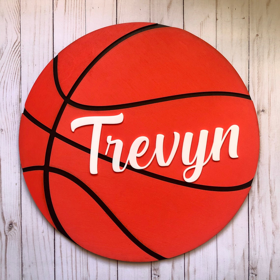 18 Round Basketball Custom Name 3D Wood Sign Game Room Etsy